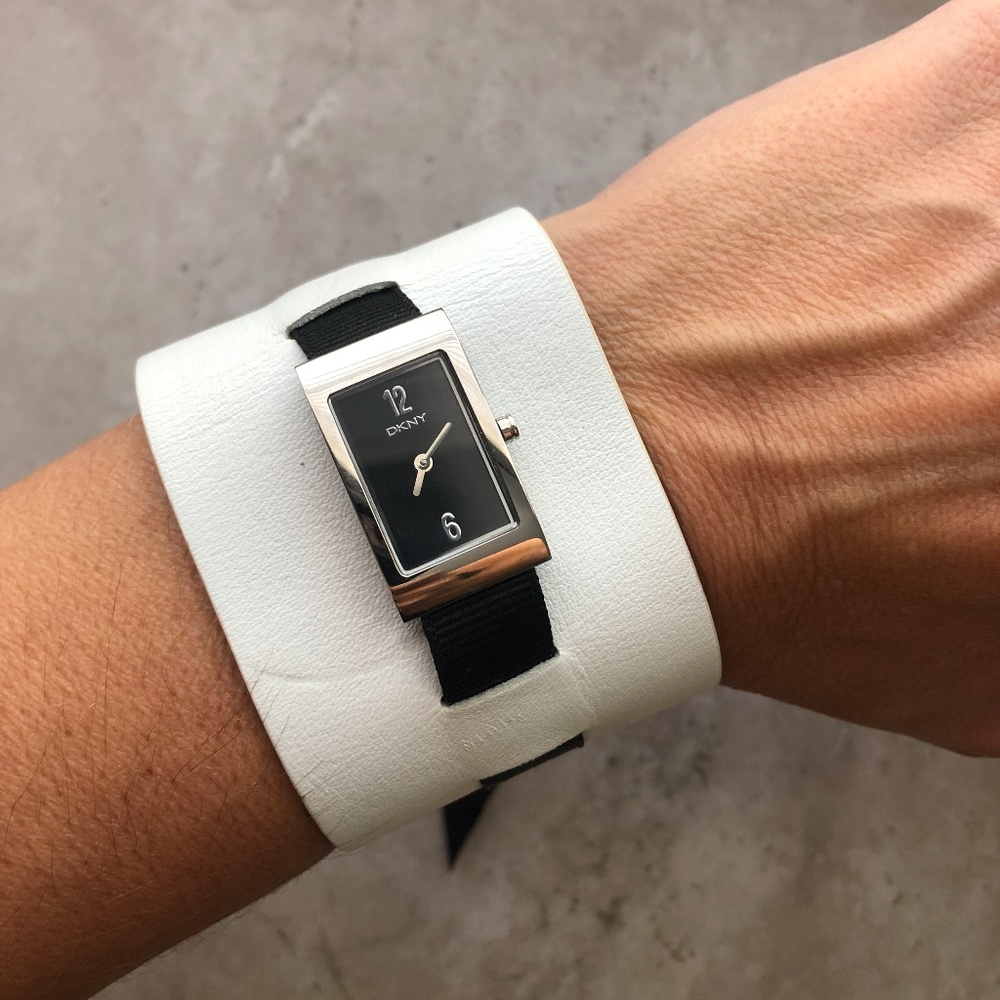 DKNY Leather Watch with Snap Closure